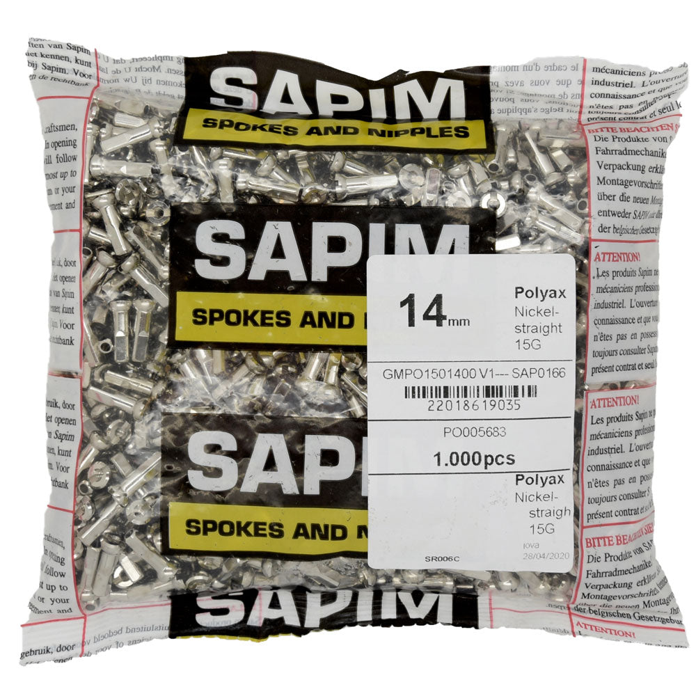 Sapim Polyax Silver Brass 14mm 15g Nipples